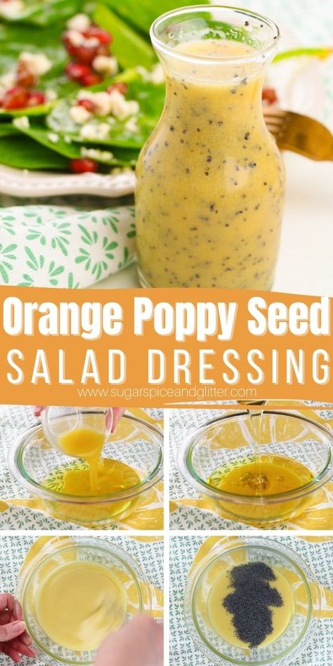 How to make the best ever Orange Poppy Seed Salad Dressing, a flavorful and vibrant salad dressing that will make even the most boring salad taste restaurant-worthy. Poppy Seed Salad Dressing, Poppy Seed Vinaigrette, Poppyseed Salad Dressing, Sweet Salad Dressings, Poppy Seed Salad, Honey Mustard Salad Dressing, Green Goddess Salad Dressing, Seed Salad, Green Salads