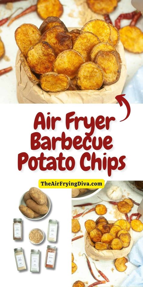 Air Fryer Barbecue Potato Chips Homemade Potato Chips Air Fryer, Chips Air Fryer, Homemade Potato Chips, Potato Chip, Homemade Food, Healthy Homemade, Simple Recipe, Fryer Recipes, Potato Chips