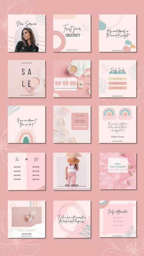 Editable Canva Templates, Instagram Post & Story templates which are perfect for bloggers, entrepreneurs, small business owners, creators, and individuals wanting to look professional on social media. Many vibes are available: pastel, minimal white, blush pink, nude, beige, quotes templates, ect. Pastel Instagram Post Template, Pastel Pink Instagram Feed, Location Instagram Post, Pastel Instagram Feed, Beige Quotes, Post Template Instagram, Best Instagram Posts, Instagram Grid Design, Instagram Feed Planner