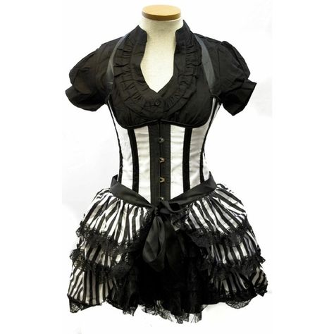 Grayscale Set ❤ liked on Polyvore featuring dresses, corset dresses, striped dresses, tiered stripes dress, tiered dresses and tiered ruffle dress Corsette Dress, Jester Costume, Tiered Dresses, Tiered Ruffle Dress, Flounced Dress, Lolita Dress, Gothic Lolita, Goth Fashion, Corset Dress