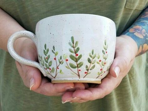 Diy Pottery Painting, Cappuccino Mugs, Pottery Painting Designs, Keramik Design, Painted Mugs, Large Mug, Pottery Crafts, Diy Pottery, Ceramics Pottery Art