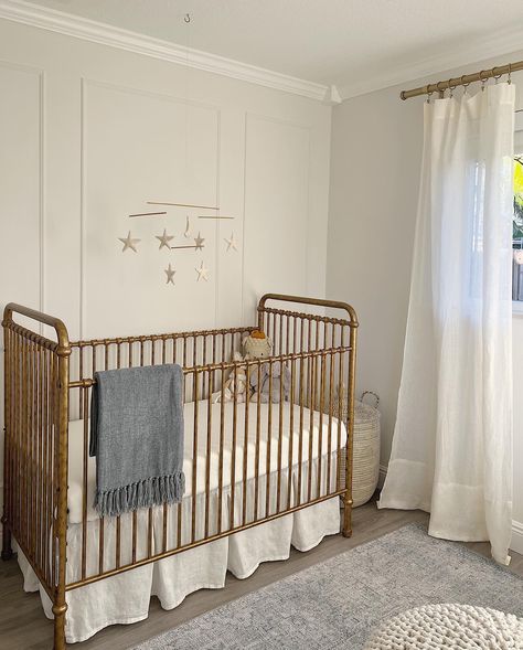 Gold Crib Nursery, Gold Baby Crib, Antique Nursery Decor, Vintage Nursery Boy, Gold Crib, Antique Nursery, Cozy Baby Room, Vintage Crib, Baby Boy Cribs