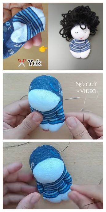 DIY Sock Doll Free Sewing Patterns + Video Tutorial Diy Sock Toys, Socks Ideas, Crochet Baby Socks, Diy Rag Dolls, Sock Doll, Sock Dolls, Homemade Dolls, Sock Toys, Diy Socks