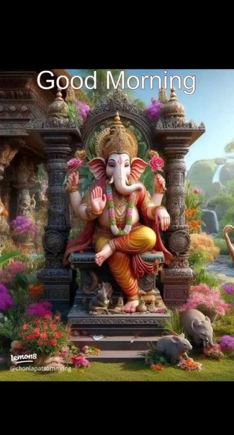 Beautiful Ganesha Pictures, Ganesh Good Morning Images, Good Morning Ganesha Images, Ganpati Good Morning Image, Ganesha Quotes, Ganesha Blessings, Good Morning Wishes In English, Gm Wednesday, Indian Flag Photos