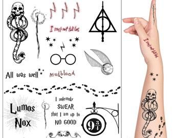 Hogwarts Castle Tattoo, Harry Potter Tattoo Unique, Lumos Nox, Harry Potter Symbols, Science Tattoos, Tattoo Snake, Hp Tattoo, Castle Tattoo, Art Harry Potter