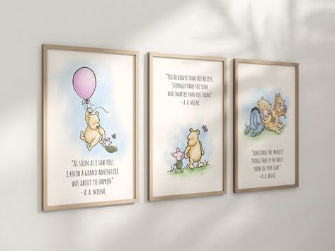 Pooh Nursery, Winnie The Pooh Nursery, Gender Neutral Nursery Decor, Winnie The Pooh Quotes, Pooh Quotes, Etsy Art Prints, Neutral Nursery, Gender Neutral Nursery, Nursery Art Prints