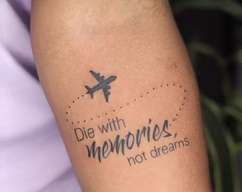 Die With Memories Tattoo, Tattoos About Dreams, Die With Memories Not Dreams Tattoo, Dreamer Tattoo, Dreams Tattoo, Die With Memories Not Dreams, Memorial Tattoos, Dream Tattoos, Back Tattoo