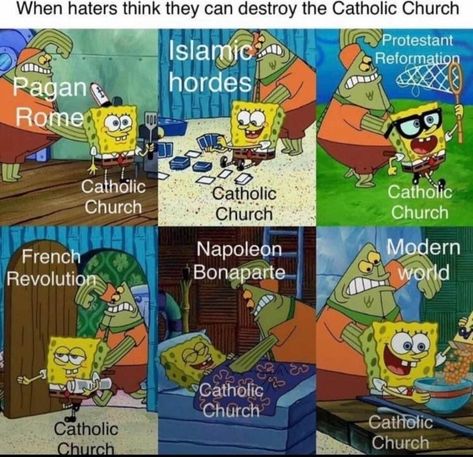 Catholic Funny, Catholic Humor, Catholic Memes, Protestant Reformation, Jesus Memes, Catholic Bible, Bible Humor, Christian Jokes, Gates Of Hell