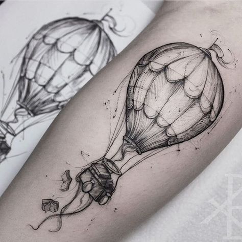 Tattoo Ruby Rose Tattoo, Hot Air Balloon Tattoo, Air Balloon Tattoo, Inner Arm Tattoos, Balloon Tattoo, Rose Tattoos For Men, Tattoo Trend, Inspiration Tattoos, Rose Tattoo Design