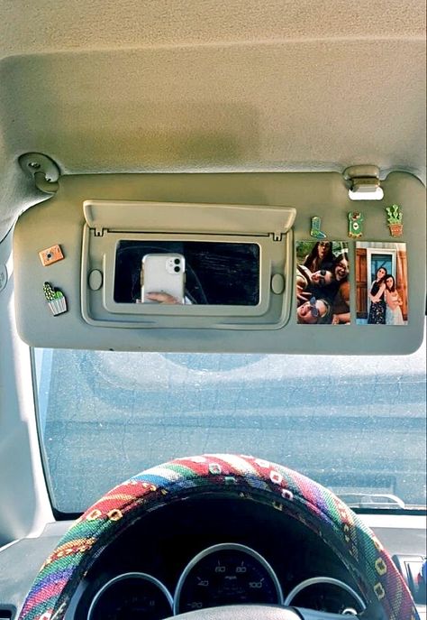 Truck Interior Aesthetic, Inside Of Car Decorations, Inside Car Decorations Diy, Hippy Car Aesthetic, Country Car Aesthetic, Cute Jeep Interior Ideas, Car Interior Decor Minimalist, Cute Decorated Car Interior, Witchy Car Interior