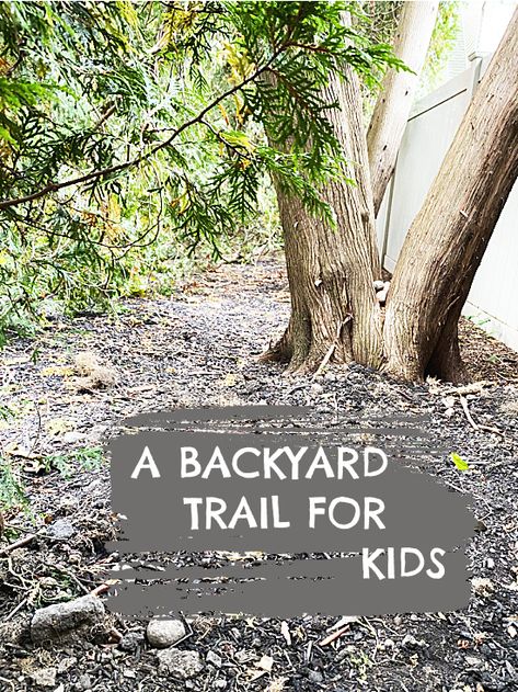 trees and an overlay Walking Trail In Backyard, Backyard Trail Ideas, Trail Ideas Backyard, Diy Fairy Trail Ideas, Backyard Nature Trail Ideas, Wood Trails Ideas, Creating Trails In Woods, Sensory Trail Outdoor, Fairy Trail Ideas