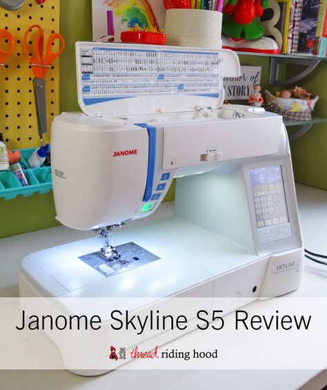 Janome Skyline S5, Quilting Machines, Janome Sewing Machine, Needle Threader, What To Make, Straight Stitch, Sewing Machines, Sewing Tips, Sewing A Button