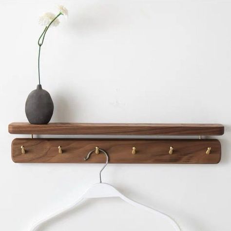 Wall Hangers Hooks, Entry Coat Rack Ideas, Hallway Coat Hanger, Shelf Hangers, Hallway Hooks, Wall Hangers For Clothes, Coat Hanger Wall, Wooden Clothes Hanger, Wooden Coat Hanger