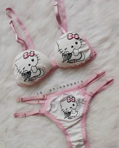 Hello Kitty Bra Set, Hello Kitty Langere, Hello Kitty Bras, Hello Kitty Lingerie, Coquette Lingerie, Fire Clothes, Pink Wallpaper Hello Kitty, Aged Clothing, Hello Kitty Shoes