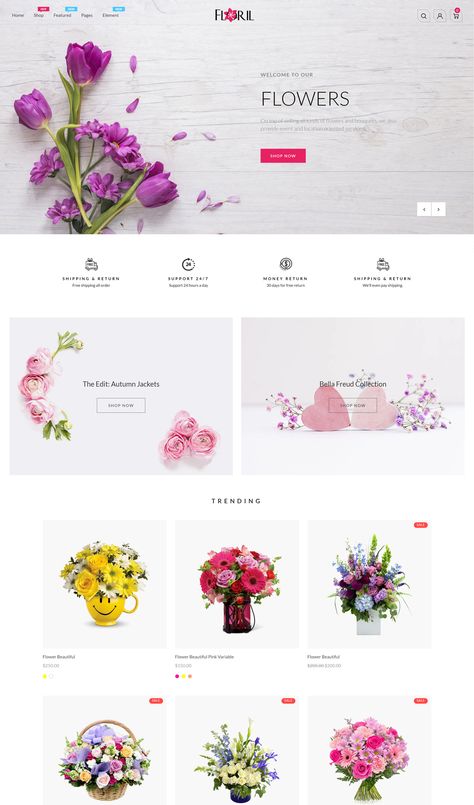 Florist Boutique & Decoration Store Shopify Theme Florist Boutique, Flower Website, Floral Website, Florist Website, Shop Name Ideas, Website Design Inspiration Layout, Flower Branding, Gift Packages, Boutique Decor