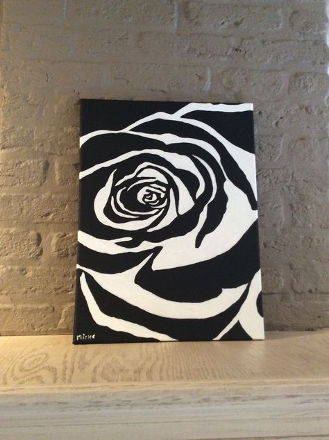 Black And White Aesthetic Painting, Rose Canvas Painting, Modern Art Canvas Painting, Pen Art Drawings, Zen Doodle Art, Abstract Art Diy, Canvas Painting Designs, Painting Art Lesson, Modern Canvas Art