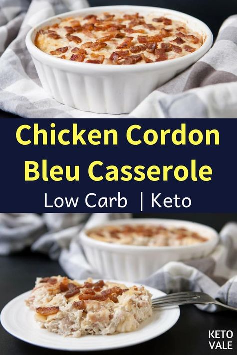 Keto Chicken Cordon Bleu Casserole Low Carb Recipe #ChickenCordonBleuCasserole #ChickenCordonBleu #ChickenCasserole Keto Chicken Cordon Bleu Casserole, Keto Chicken Cordon Bleu, Chicken Cordon Bleu Casserole Recipe, Casserole Low Carb, Cordon Bleu Casserole, Carb Dishes, Keto Board, Keto Chicken Casserole, Keto Casseroles