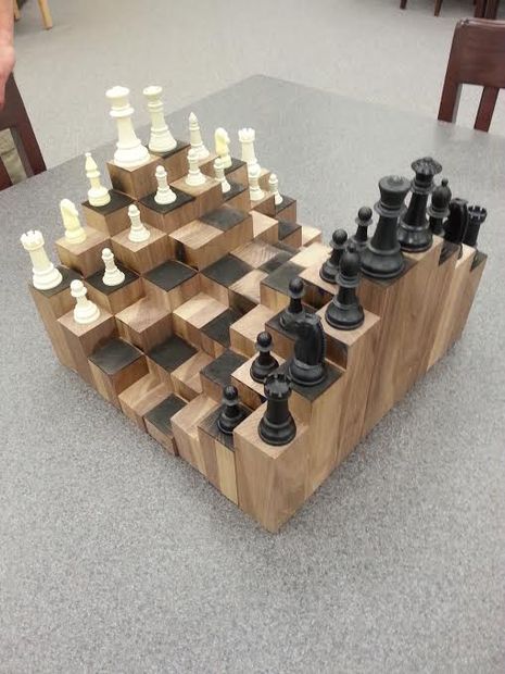 3D Chess Board 3d Chess Board, 3d Chess, Woodworking Tools Workshop, Woodworking For Kids, Wooden Chess, Woodworking Jigs, Teds Woodworking, Chess Set, Woodworking Crafts