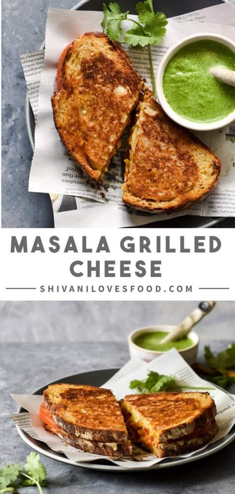 Masala Grilled Cheese with Coriander Chutney | Shivani Loves Food Grilled Fruit Dessert, Grilled Fruit Recipes, Sweet Potato Chickpea Curry, Healthy Summer Treats, Coriander Chutney, Perfect Grilled Cheese, Grilled Sweet Potatoes, Grilled Fruit, Peach Salad