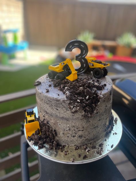 3rd Birthday Construction Theme, Less Sweet Buttercream, Cake 3rd Birthday, Digger Birthday Cake, Birthday Construction Theme, 3rd Birthday Construction, Easy Moist Chocolate Cake, Construction Theme Cake, Excavator Cake