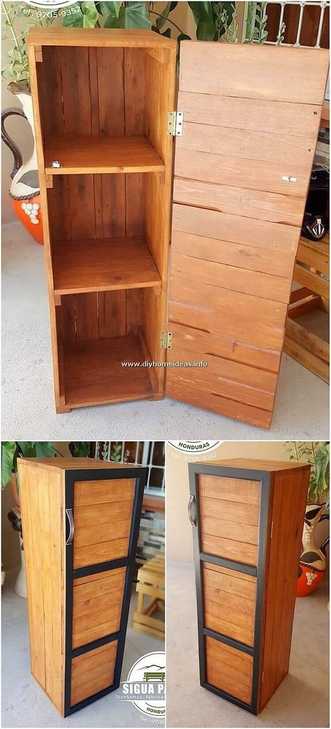 Pallet Cabinet, Pallets Diy, Wood Furniture Plans, Wood Projects For Beginners, Shipping Pallets, Wooden Pallet Furniture, Pallet Designs, Pallet Creations, Pallet Decor