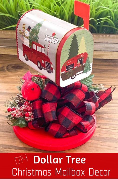 If you love making DIY projects for Christmas, you should make this adorable Dollar Tree Christmas Mailbox. It's made uses mini tin mailboxes from the Dollar Tree. It's SUPER easy to make using my tutorial. #Christmas #DollarTree #diy #craft #decor #tabletop #santamailbox #tutorial Christmas Mailbox Decor, Christmas Tree Waffles, Christmas Mailbox, Dollar Tree Christmas Decor, Mailbox Decor, Dollar Store Christmas, Diy Dollar Tree Decor, Dollar Tree Christmas, Diy Snowman