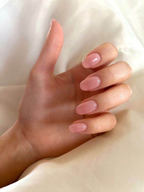 Nudish Pink Nails, Nude Mani Pedi, Milky Pink Almond Nails, Pinky Nude Nails, Nude Pink Nails, Pink Pedicure, Faded Nails, Nails Birthday, Baby Pink Nails