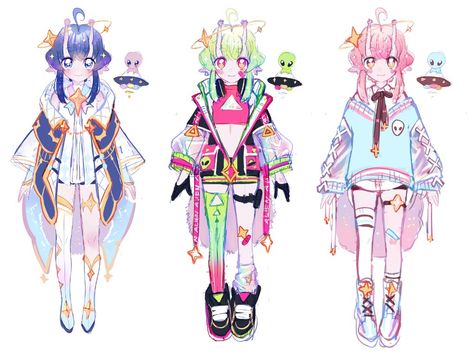 Neon Clothes, Adopt Idea, Sweet Clothes, Cute Art Styles, Art Tutorials Drawing, Character Design References, Kawaii Art, Anime Poses Reference, Anime Poses