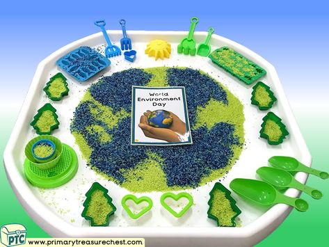 Earth Day Tuff Tray Ideas, Nursery Room Ideas Childcare, Den Zeme, Eco School, Environment Activities, Tuff Tray Ideas Toddlers, Tuff Tray Ideas, Coloured Rice, Earth Craft