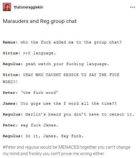 Wolfstar Text Posts, Remus Lupin Art, Marauders Jegulus, Evan Rosier, James Sirius Potter, Orion Black, Barty Crouch, Slytherin Skittles, Harry Potter Parody