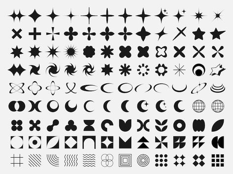 Collection of y2k elements geometric bru... | Premium Vector #Freepik #vector #moon #sun #nature #sign Y2k Elements, Resident Evil 8, Y2k Stickers, Moon Vector, Logo Coffee, Sun Nature, Moon Sun, Moon Signs, Ink Ideas