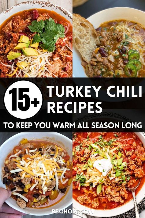 Turkey Sweet Potato Chili, Turkey Chili Recipe Easy, White Turkey Chili, Easy Turkey Chili, Sausage Chili, Turkey Chili Crockpot, Ground Turkey Chili, Veggie Chili, Shredded Turkey