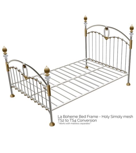 La Boheme Bed Frame | ScoobySnax – A Sims 4 Fan Site Sims 4 Metal Bed Frame, Sims 4 Cc Bedframes, Sims 4 Bed Frame, Sims 4 Bed Frames Cc, Sims 4 Cc Bed Frame, Sims4 Bed Cc, Sims 4 Cc Bed, Sims 4 Beds, Toddler Stuff