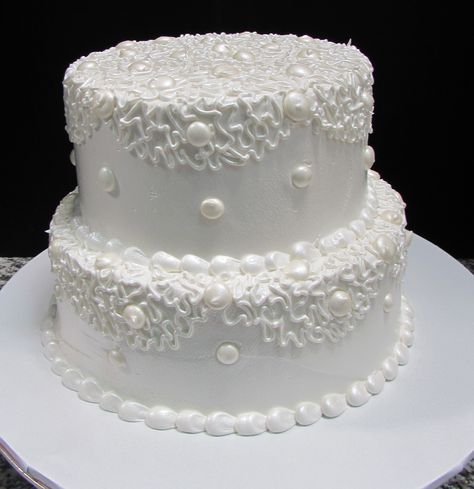 Small tiers covered with squiggles and dots Small Wedding Cake With Pearls, Small White Cake With Pearls, Two Tier Pearl Wedding Cake, Two Tier Pearl Cake, 2 Tier Wedding Cakes Pearl, Baby Moses, Traditional Wedding Cakes, Traditional Wedding, Wedding Cakes