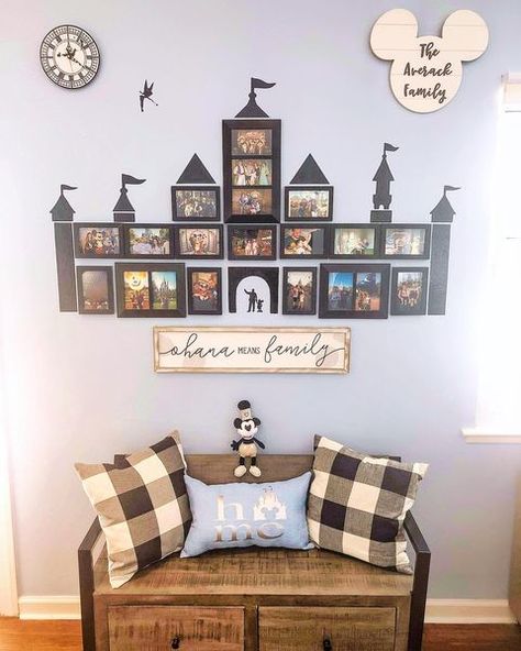 Disney at Home (@disney_at_home) • Instagram photos and videos Castle Wall Mural, Disney At Home, Disney House Ideas, Wall Mural Decals, Family Room Walls, 4x6 Picture Frames, Disney Wall, Castle Wall, Castle Designs