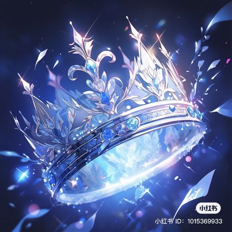 Magic Crown Fantasy Art, Crown Fantasy Art, Fantasy Crown Art, Crown Concept Art, Anime Crown, Blue Warrior, Ice Crown, Fantasy Jewelry Magic, Fantasy Crown