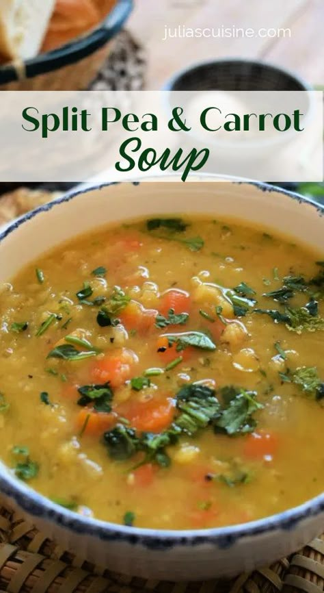 Split Pea And Carrot Soup, Edible Recipes, Winter Dinners, Winter Soup Recipe, Split Peas, Fall Soups, Carrot Soup, Soup And Stew, Winter Soups