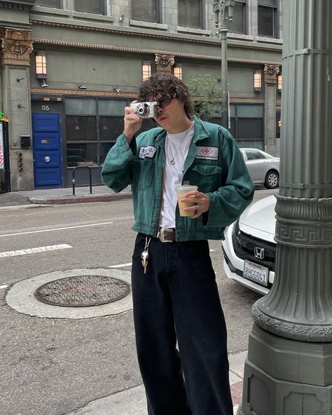 @garrettcarswell Proportions Outfit Men, Fashion Asthetic Picture, Male Aesthetic Outfit, Long Sleeve Button Up Shirt Outfit, Men Fashion Baggy, Men Fashion Business Casual, Men Fashion 2023, Street Wear Men, Men Fashion Blazer