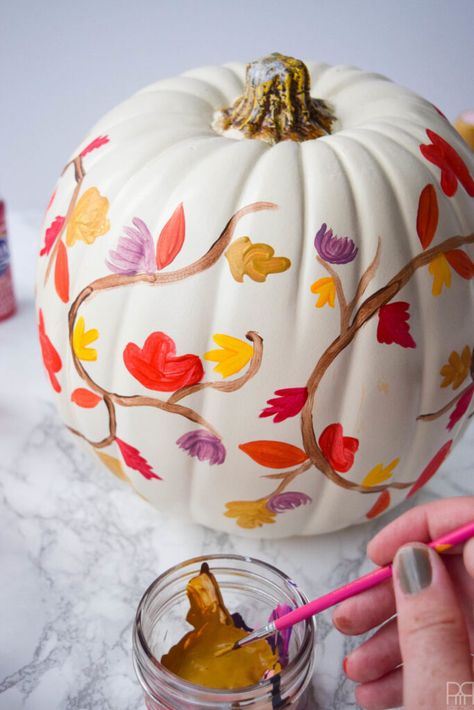 50+ Best no carve Pumpkin decorating ideas. Make easy Halloween crafts for kids & adults, & creative fall & Thanksgiving decor with pumpkins! - – A Piece of Rainbow, decorations, arts & crafts, autumn, farmhouse, animals, Disney, nature, boho, decoupage, painting, painted Smogshoppe Wedding, Autumn Centerpieces, Fall Pumpkins Painting, Paint Pumpkins, Pumpkin Paint, Decoupage Pumpkins, Creative Pumpkin Painting, Painting Pumpkin, No Carve Pumpkin Decorating