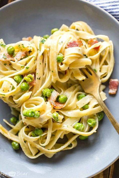 Creamy Pasta with Pancetta and Peas - Fox and Briar Quick Creamy Pasta, Pasta Carbonara With Peas, Peas With Pancetta, Pancetta And Peas Pasta, Pasta With Pancetta And Peas Giada De Laurentiis, Peas Pancetta, Pasta With Pancetta And Peas, Pancetta And Peas, Pasta With Pancetta