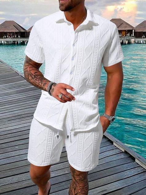 Women's & Men's Clothing, Shop Online Fashion | SHEIN All White Yacht Party Outfit Men, All White Beach Outfit Men, Mens Puerto Rico Outfits, Male Cruise Outfits, Carribean Vacation Outfits Men, Men All White Outfit Party, White Beach Outfit Men, Mexico Outfits Men, Vacation Men’s Fashion