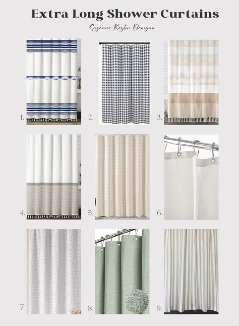 80 Inch Long Shower Curtain, Transitional Bathroom Shower Curtain, Extra Long Shower Curtain Ideas Modern, 2 Panel Shower Curtain Ideas, Xl Shower Curtain, 96” Shower Curtain, Extra Long Shower Curtains, Extra Long Shower Curtain Ideas, Tall Shower Curtain Ideas