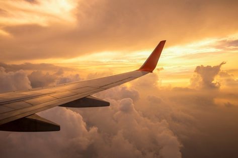 Aircraft wing on the clouds of sunset Pr... | Premium Photo #Freepik #photo #travel #cloud #nature #sun Travel Notion Cover, Yellow Cover Photo, Travel Cover Photo, Cover Photo Aesthetic, Background For Laptop, Cover Photos Facebook Aesthetic, Plane Wing, Linkedin Cover Photo, Plane Wallpaper