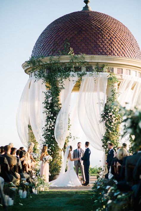 Gazebo Wedding Ceremony, Gazebo Wedding Decorations, Wedding Reception Decor Ideas, Wedding Ceremony Decorations Church, Reception Decor Ideas, Pelican Hill Wedding, Rose Gold Wedding Decor, Pelican Hill, Church Wedding Ceremony