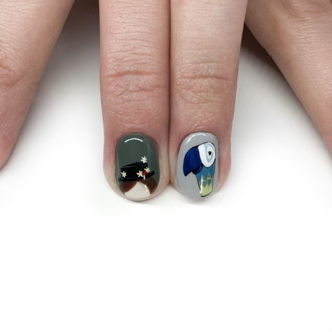 Mary Poppins nail art. #sierrasnails #nailsbysierra #handpainted #handpaintednailart #nailart Mary Poppins Nail Art, Mary Poppins Nails, Mary Poppins Makeup, Marry Poppins Tattoos, Mary Poppins Art, Mary Poppins Tumbler Cups, Nail Art Disney, Scrapbook Collection, Painted Nail Art