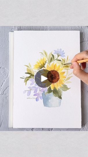 61K views · 1.3K reactions | This is one of the class projects from my online class, Watercolor Sunflowers🌻 | blue.lisart.art | blue.lisart.art · Original audio How To Paint Sunflowers, Paint Sunflowers, Sunflower Watercolor Painting, Watercolor Painting For Beginners, Sunflower Watercolor, Watercolor Sunflowers, Watercolor Birthday Cards, Sunflower Cards, Watercolor Birthday