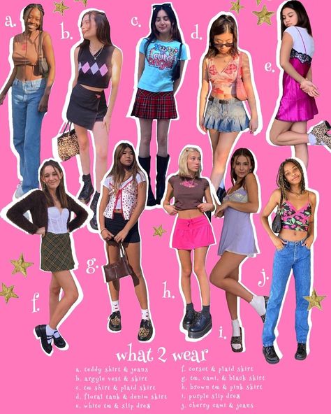 @y2k.catalog on Instagram: “some cute outfits i found on pinterest! inspired by a 2000s catalog🍓✨ edited by me :)  #y2k #y2kaesthetic #y2kfashion #y2kstyle #y2koutfits” Y2k Catalog, Scrap Fashion, 2000s Catalog, 90s Magazine, 2000s Outfit, Outfits 2000s, Estilo Indie, Dress Up Day, Grunge Dress