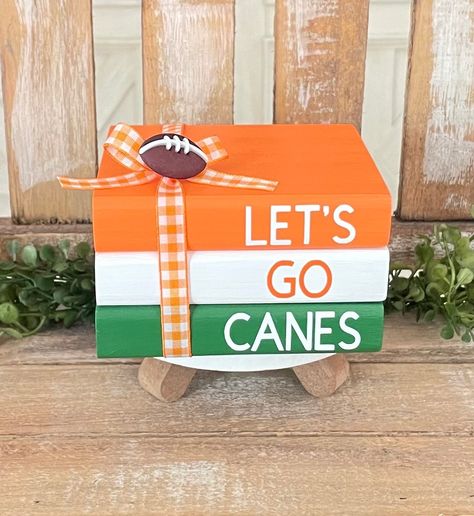 Football Tiered Tray, Chiefs Crafts, Button Book, Wood Books, Football Crafts, Football Decor, College Decor, Football Decorations, Wood Book