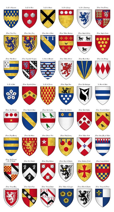 Family Crest Symbols, Shield Designs, Heraldry Design, Medieval Shields, Medieval Party, Crusader Knight, Medieval Armor, Medieval Knight, Medieval History