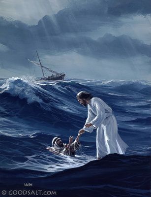 Matthew 14: Jesus and Peter in the water Jesus Walking, Pictures Of Christ, Religious Pictures, Bible Pictures, Pictures Of Jesus Christ, Ayat Alkitab, Jesus Christ Images, Walk On Water, Biblical Art